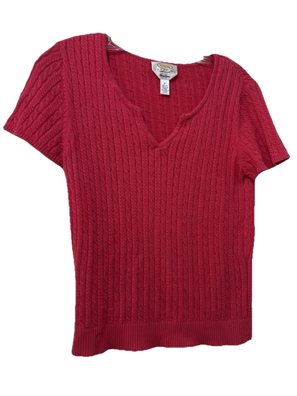 Talbots Petites Pima Cotton Cable Knit Pink Sweater Classic Size P/XS